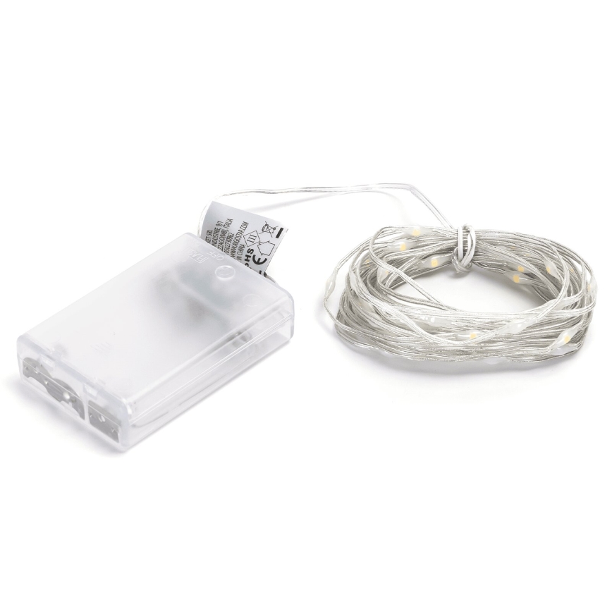 Aigostar - Guirlande de Noël 50xLED/3xAA 5,3m blanc chaud