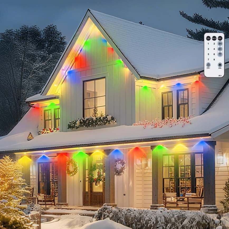 Aigostar - Guirlande de Noël LED dimmable d'extérieur 50 LED/8 fonctions 20 m IP44 multicolore + télécommande