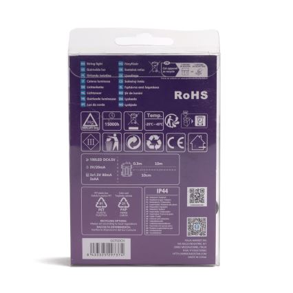 Aigostar-Guirlande de Noël extérieure 100xLED/8 fonctions 3xAA 10,3m IP44 multicolore