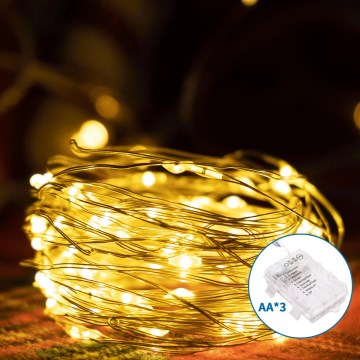 Aigostar -Guirlande de Noël extérieure 150xLED/8 fonctions 3xAA 15,3m IP44 blanc chaud