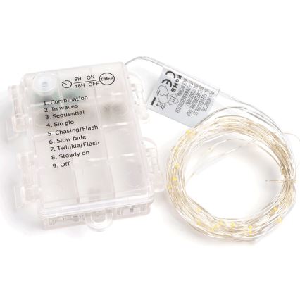 Aigostar -Guirlande de Noël extérieure 150xLED/8 fonctions 3xAA 15,3m IP44 blanc chaud