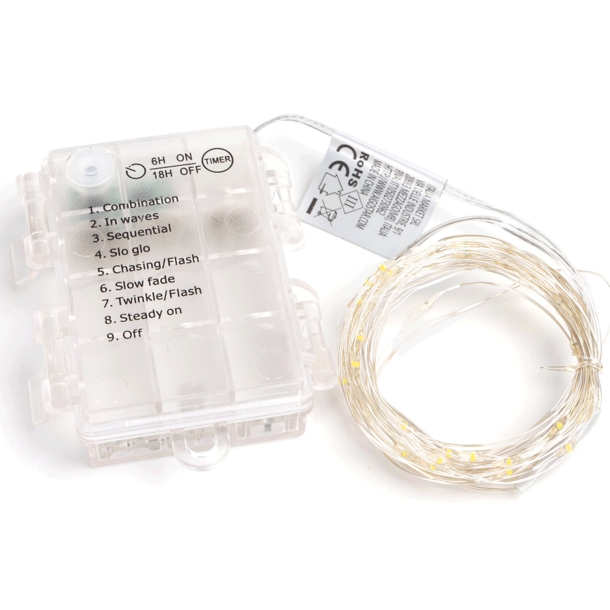 Aigostar -Guirlande de Noël extérieure 150xLED/8 fonctions 3xAA 15,3m IP44 blanc chaud