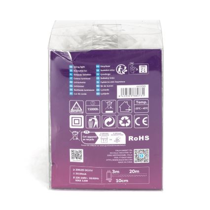 Aigostar - Guirlande de Noël extérieure 200xLED/8 fonctions 23m IP44 blanc chaud