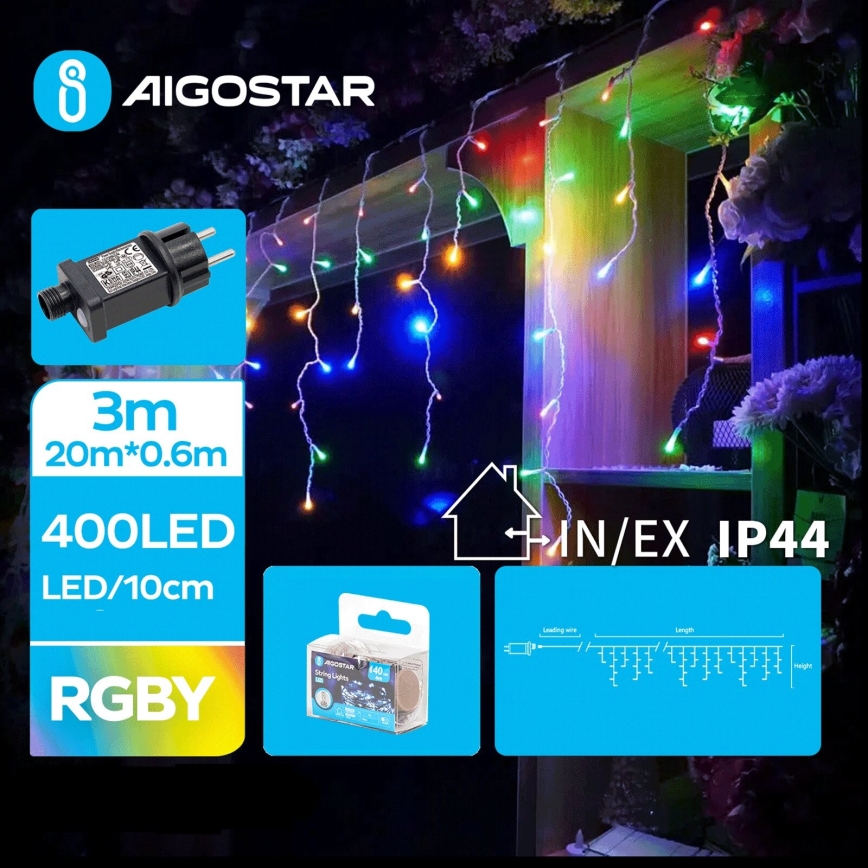 Aigostar - Guirlande de Noël extérieure 400xLED/8 fonctions 23x0,6m IP44 multicolore