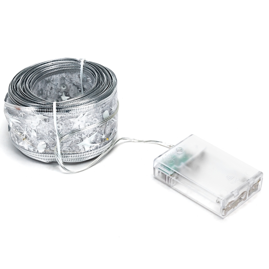 Aigostar - Guirlande de Noël LED 20xLED/3xAA 2 m, blanc chaud, argentée