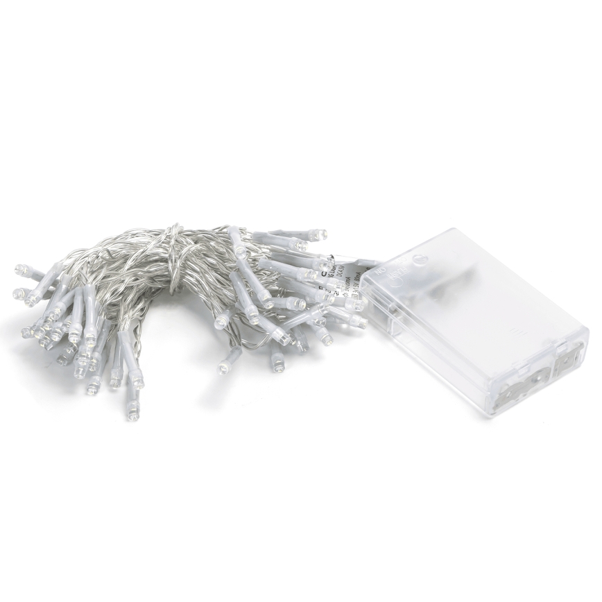 Aigostar - Guirlande de Noël LED 50xLED/3xAA 5,3m blanc froid