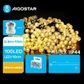 Aigostar - Guirlande de Noël LED d'extérieur 100xLED/3xAA/8 fonctions 10,3 m IP44 blanc chaud