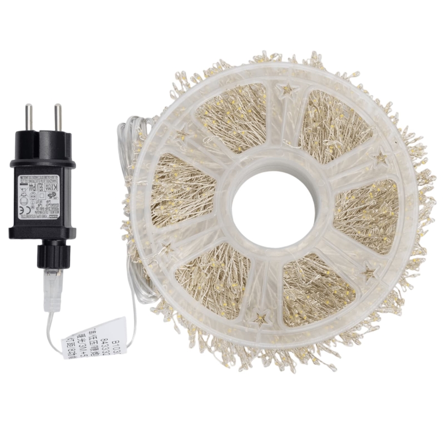 Aigostar - Guirlande de Noël LED d'extérieur 2000 LED / 8 fonctions 53 m IP44 blanc chaud