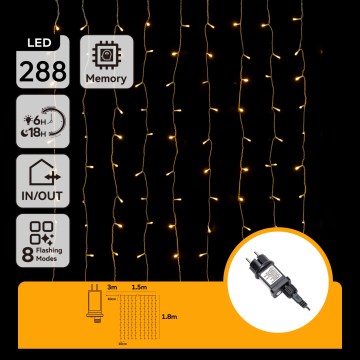 Aigostar - Guirlande de Noël LED d'extérieur 288xLED 1,5x1,8m IP44 blanc chaud