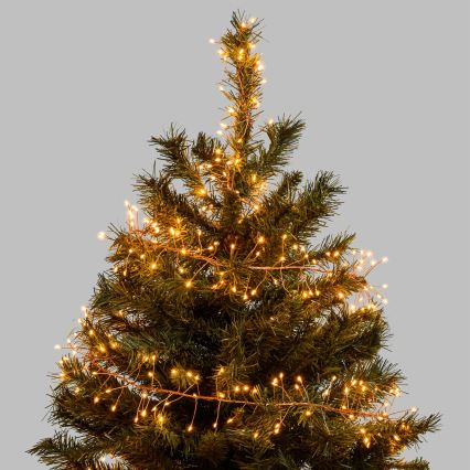 Aigostar - Guirlande de Noël LED d'extérieur 300 LED/8 fonctions 3xAA 9,3 m IP44 blanc chaud