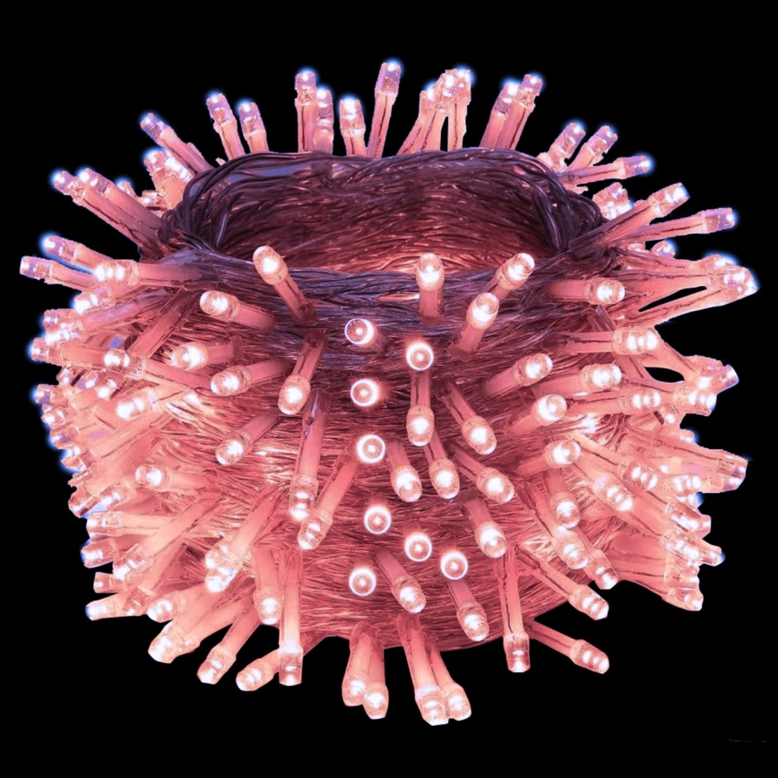 Aigostar - Guirlande de Noël LED d'extérieur 50 LED/8 fonctions 3 x AA 5,3 m IP44 rose