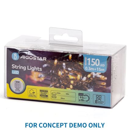 Aigostar - Guirlande de Noël LED d'extérieur 50 LED/8 fonctions 3 x AA 5,3 m IP44 rose