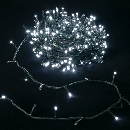 Aigostar - Guirlande de Noël LED d'extérieur 100 LED / 8 fonctions, 3xAA, 5,3 m, IP44, blanc froid