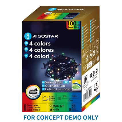 Aigostar - Guirlande solaire de Noël à LED 300 LED/8 fonctions 32 m IP65 multicolore 1200 mAh