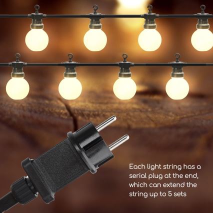 Aigostar - Guirlande décorative d'extérieur 10xLED/8m IP44 blanche chaude