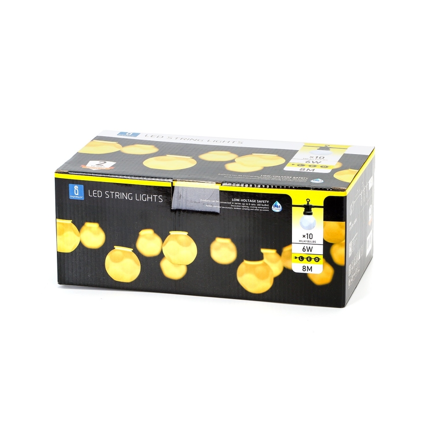 Aigostar - Guirlande décorative d'extérieur 10xLED/8m IP44 blanche chaude