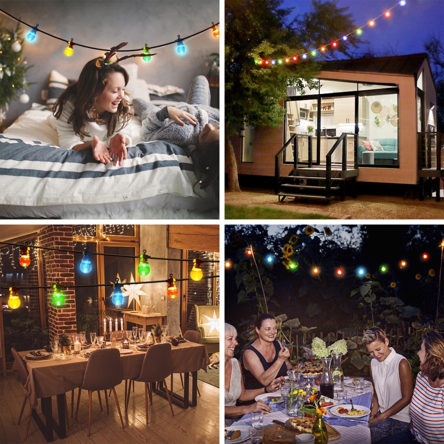 Aigostar - Guirlande décorative d'extérieur 10xLED/8m IP44 blanche chaude