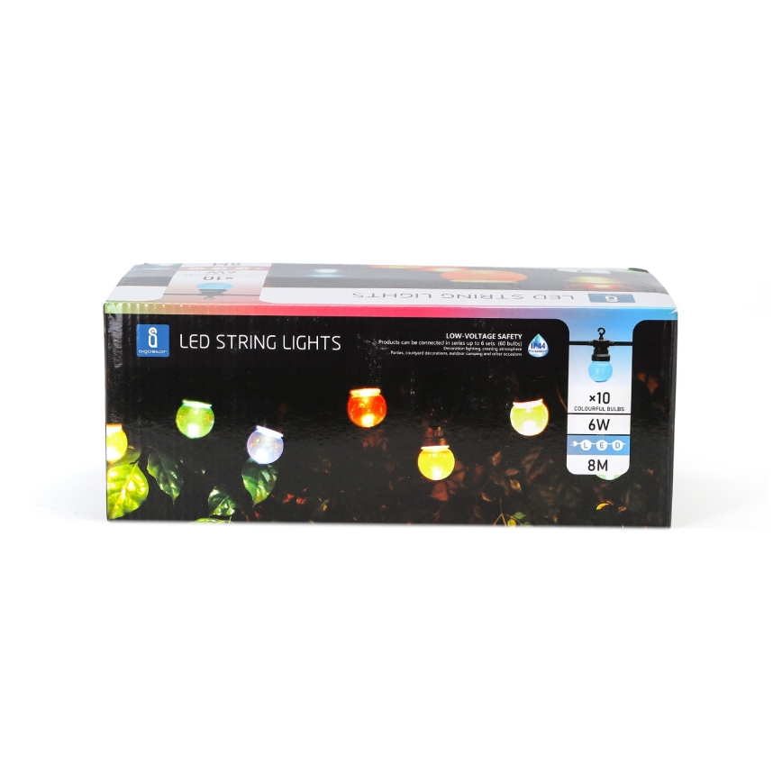 Aigostar - Guirlande décorative d'extérieur 10xLED/8m IP44 blanche chaude
