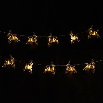 Aigostar - Guirlande LED 10xLED/3xAA 1,5m blanc chaud cerfs