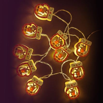 Aigostar - Guirlande LED 10xLED/3xAA 1,5m blanc chaud gant