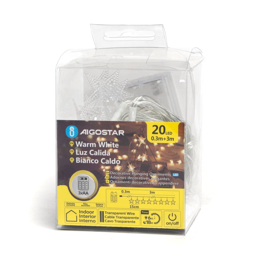 Aigostar - Guirlande LED 20xLED/3xAA 3,3m étoiles