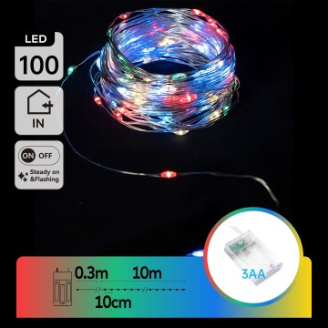 Aigostar - Guirlande LED de Noël 100xLED/3xAA 10,3m multicolore