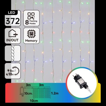 Aigostar - Guirlande LED de Noël d'extérieur 372xLED/8 fonctions 6x1,2m IP44 multicolore