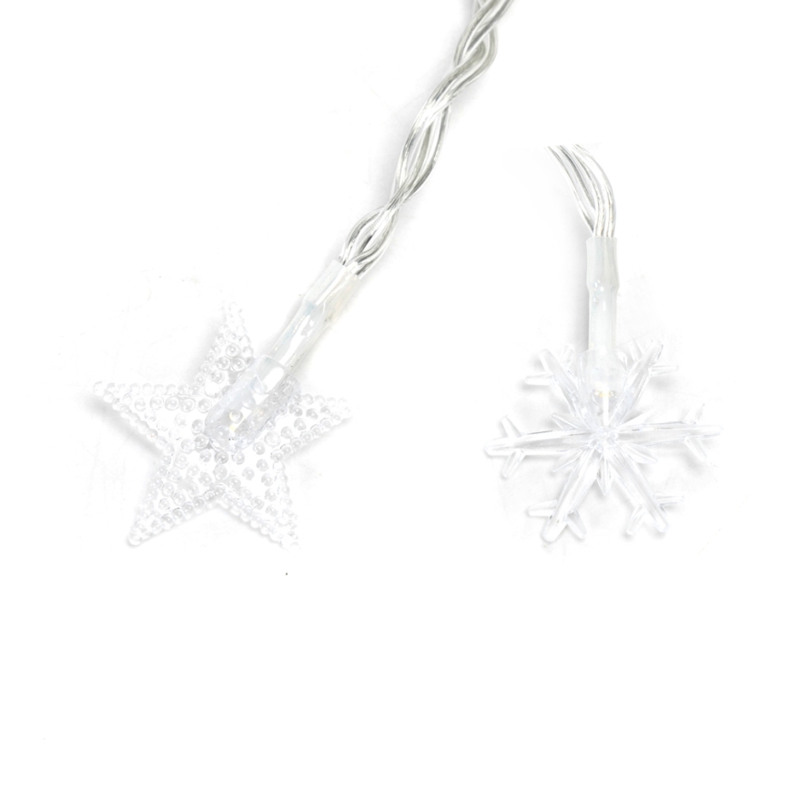 Aigostar - Guirlande lumineuse LED d'extérieur 100 LED / 8 fonctions, 3 piles AA, 10 m, IP44, blanc chaud, motif étoiles