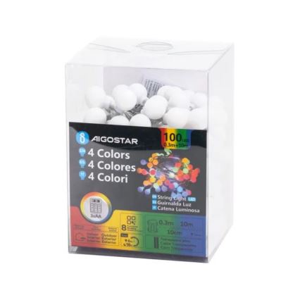 Aigostar - Guirlande lumineuse LED d'extérieur pour Noël 100xLED/3xAA/8 fonctions 10,3 m IP44 multicolore