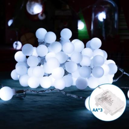 Aigostar - Guirlande LED d'extérieur 25xLED/3xAA/8 fonctions 2,8 m IP44 blanc froid
