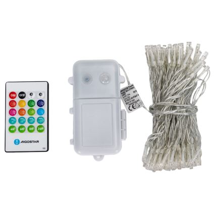 Aigostar - Guirlande LED de Noël pour extérieur à intensité réglable avec capteur de mouvement 100xLED/3xAA 12m multicolore + télécommande