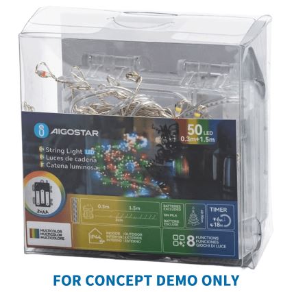 Aigostar - Guirlande LED d'extérieur pour Noël 300xLED/8 fonctions 3xAA 9,3m IP44 multicolore