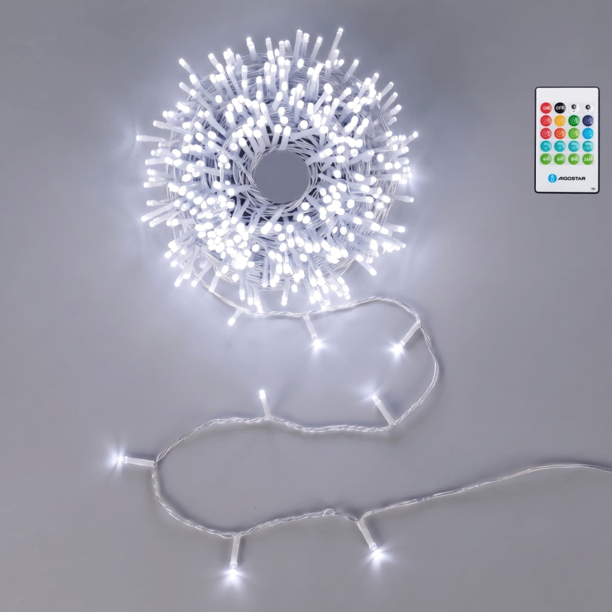 Aigostar - LED dimmable guirlande lumineuse de Noël d'extérieur avec capteur de mouvement 100xLED/3xAA 12m blanc froid + télécommande