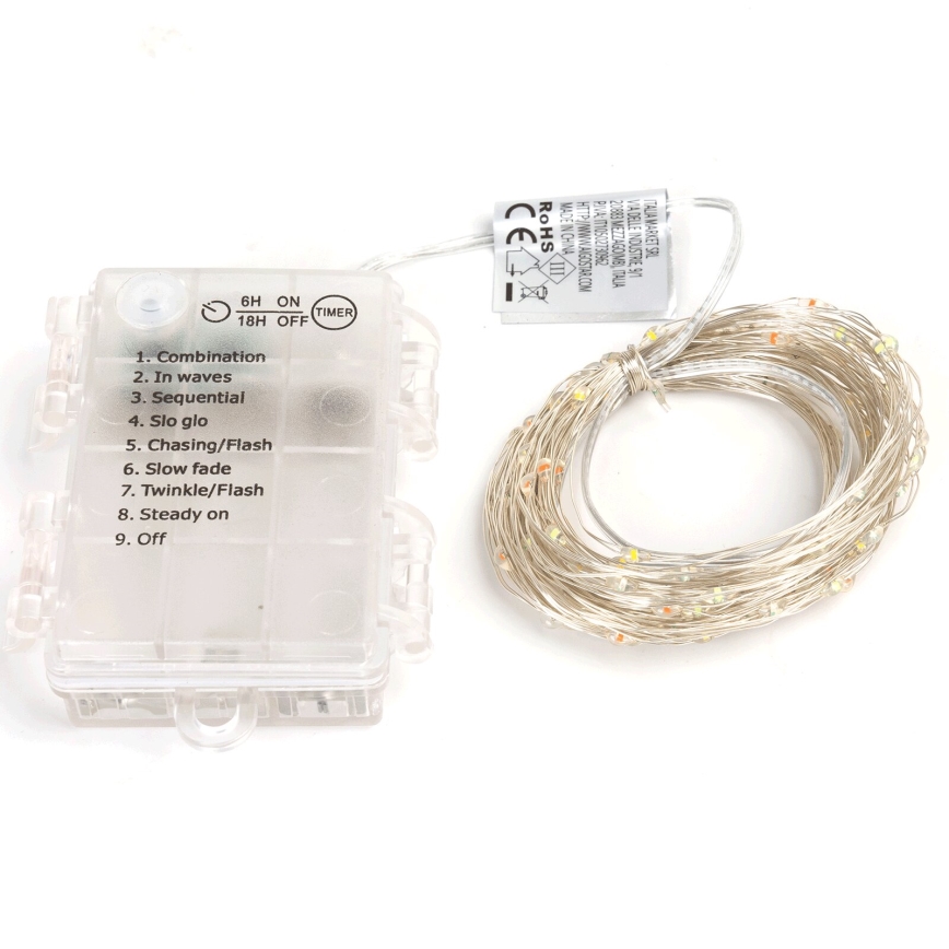 Aigostar - Guirlande LED extérieure 50xLED/8 fonctions 3xAA 5,3m IP44 multicolore