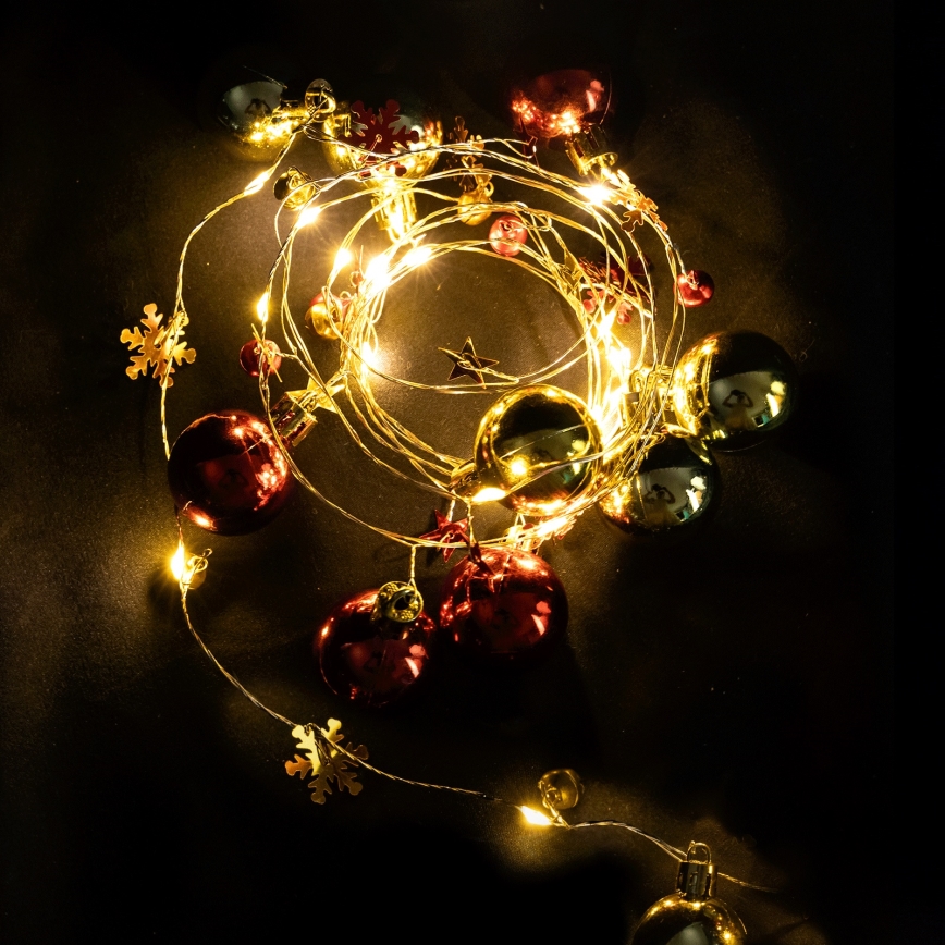 Aigostar - Guirlande lumineuse 20 LED, 2 m, alimentée par 3xAA, blanc chaud