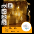 Aigostar - Guirlande lumineuse de Noël extérieure LED 100 LED / 8 fonctions, 3x AA, 10 m, IP44, blanc chaud, ampoules en forme de goutte