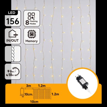 Aigostar - Guirlande lumineuse de Noël extérieure LED 156xLED/8 fonctions 4,2x1,2m IP44 blanc chaud