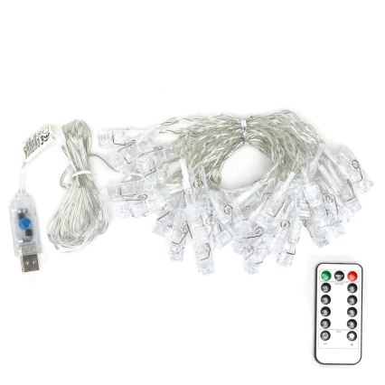 Aigostar - Guirlande lumineuse décorative 40xLED/5W/USB 9 m blanc chaud