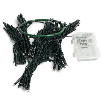Aigostar - Guirlande lumineuse LED de Noël d'extérieur 108 LED / 8 fonctions, fonctionne avec 3 piles AA, 1,8 m, IP44, blanc chaud