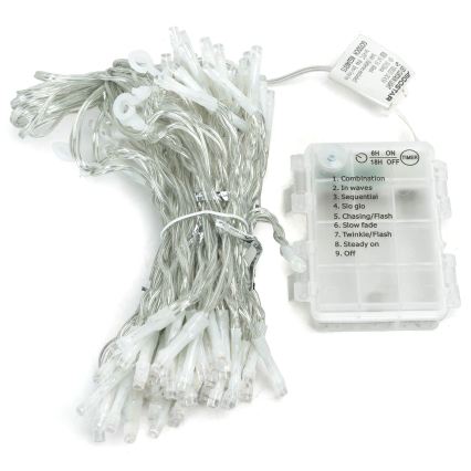 Aigostar - LED guirlande de Noël d'extérieur 372xLED/8 fonctions 3xAA 6x1,2m IP44 blanc chaud