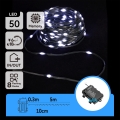 Aigostar - Guirlande lumineuse LED d'extérieur, 50 LED, 8 modes, fonctionnement sur 3 piles AA, 5,3 m, IP44, blanc froid