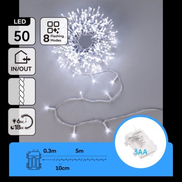 Aigostar - Guirlande lumineuse LED d'extérieur 50xLED 5,3m IP44 blanc froid