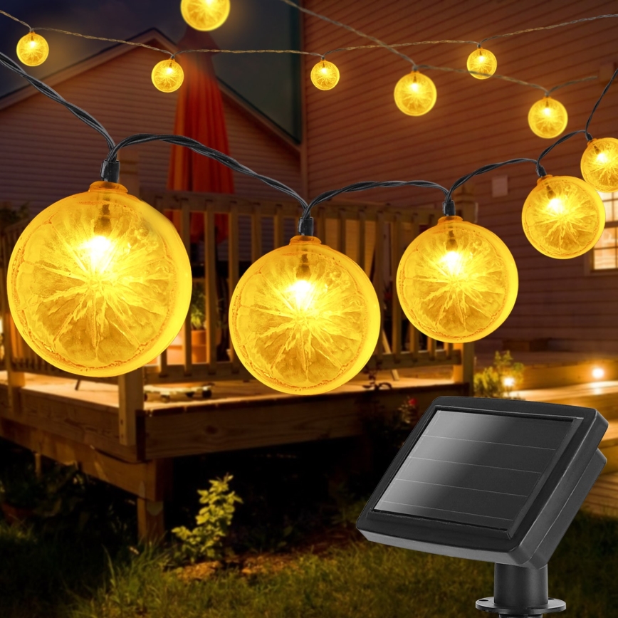 Aigostar - Guirlande solaire à LED 10xLED/3,8m IP44 blanc chaud