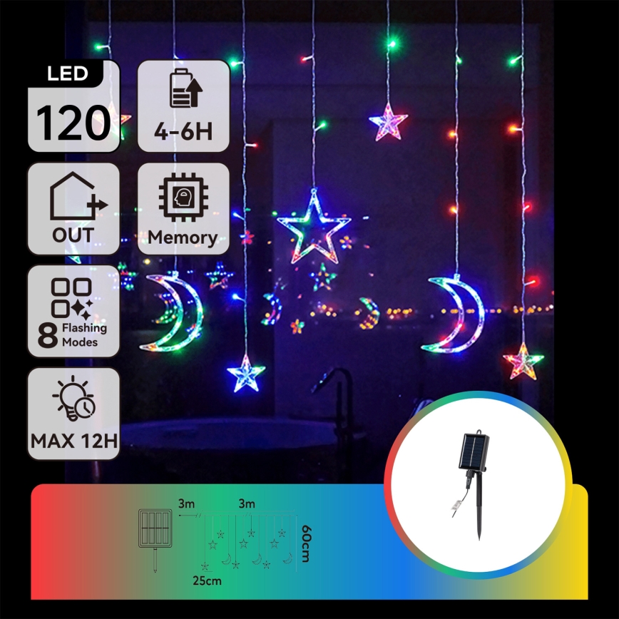 Aigostar - Guirlande solaire de Noël 120 LED, 8 fonctions, 3 x 0,6 m, 500 mAh, IP65, multicolore