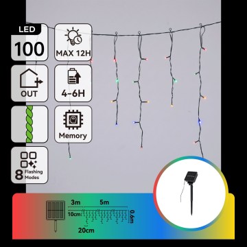 Aigostar - Guirlande solaire de Noël à LED 100xLED/8 fonctions 8x0,6m 800 mAh IP65 multicolore
