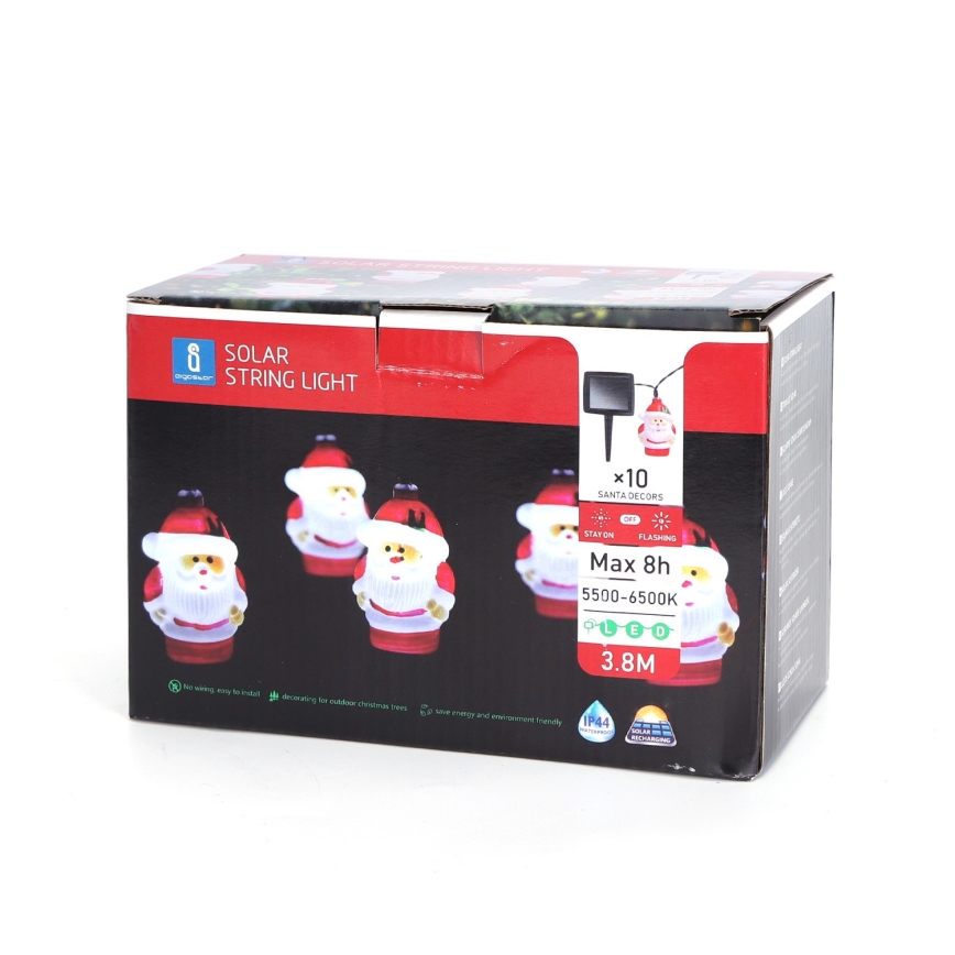 Aigostar - Guirlande solaire de Noël à LED 10xLED/3,8 m IP44 blanc froid