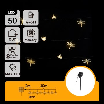Aigostar - Guirlande solaire décorative LED 50xLED/8 fonctions 10 m 800 mAh IP65 blanc chaud