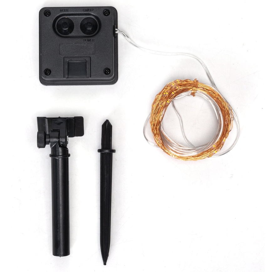 Aigostar - Guirlande solaire LED de Noël 100 LED/8 fonctions 12m IP65 800 mAh blanc froid