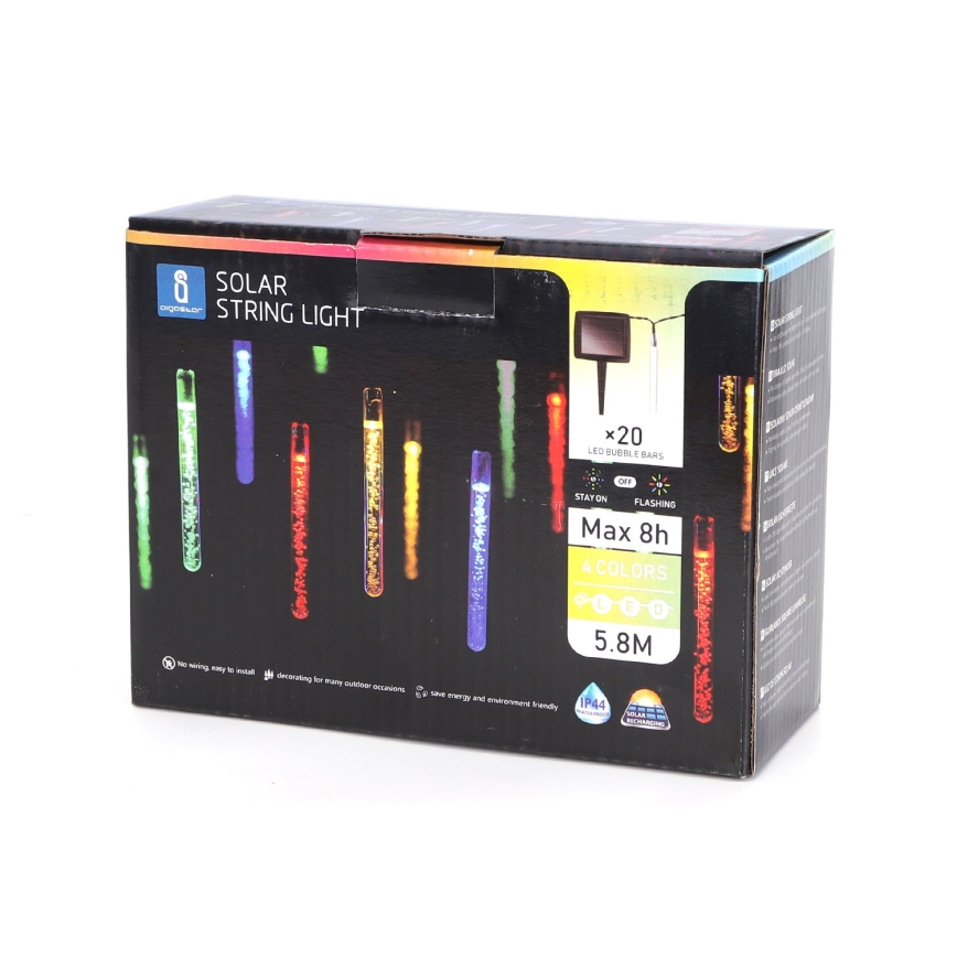 Aigostar - Guirlande solaire LED 20xLED/5,8m IP44 multicolore