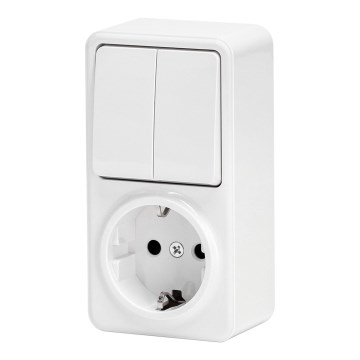 Aigostar - Haus-Schalter 2P mit Steckdose 1x10A/250V SCHUKO